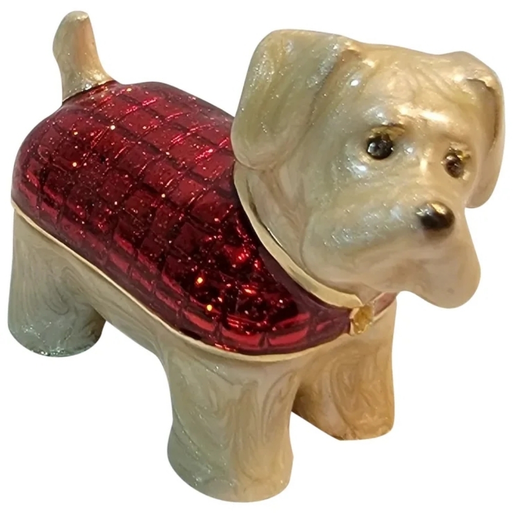 NIB Vtg MONET Red Terrier Trinket Box